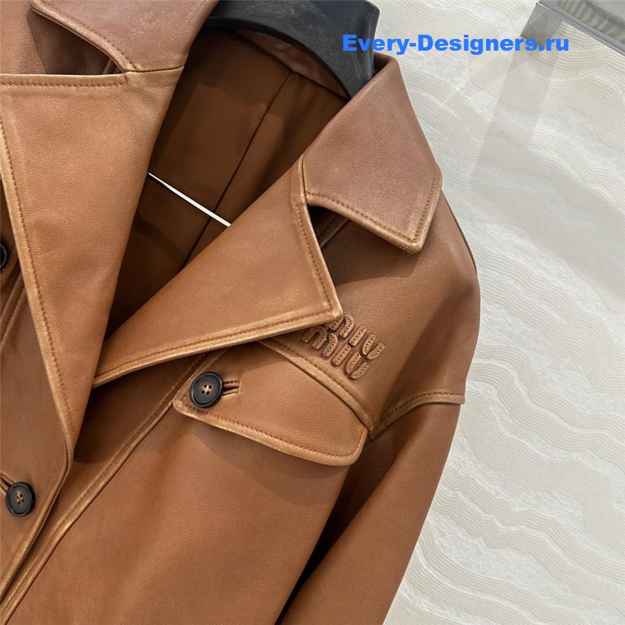 Miu Miu Brown Nappa Leather Jacket