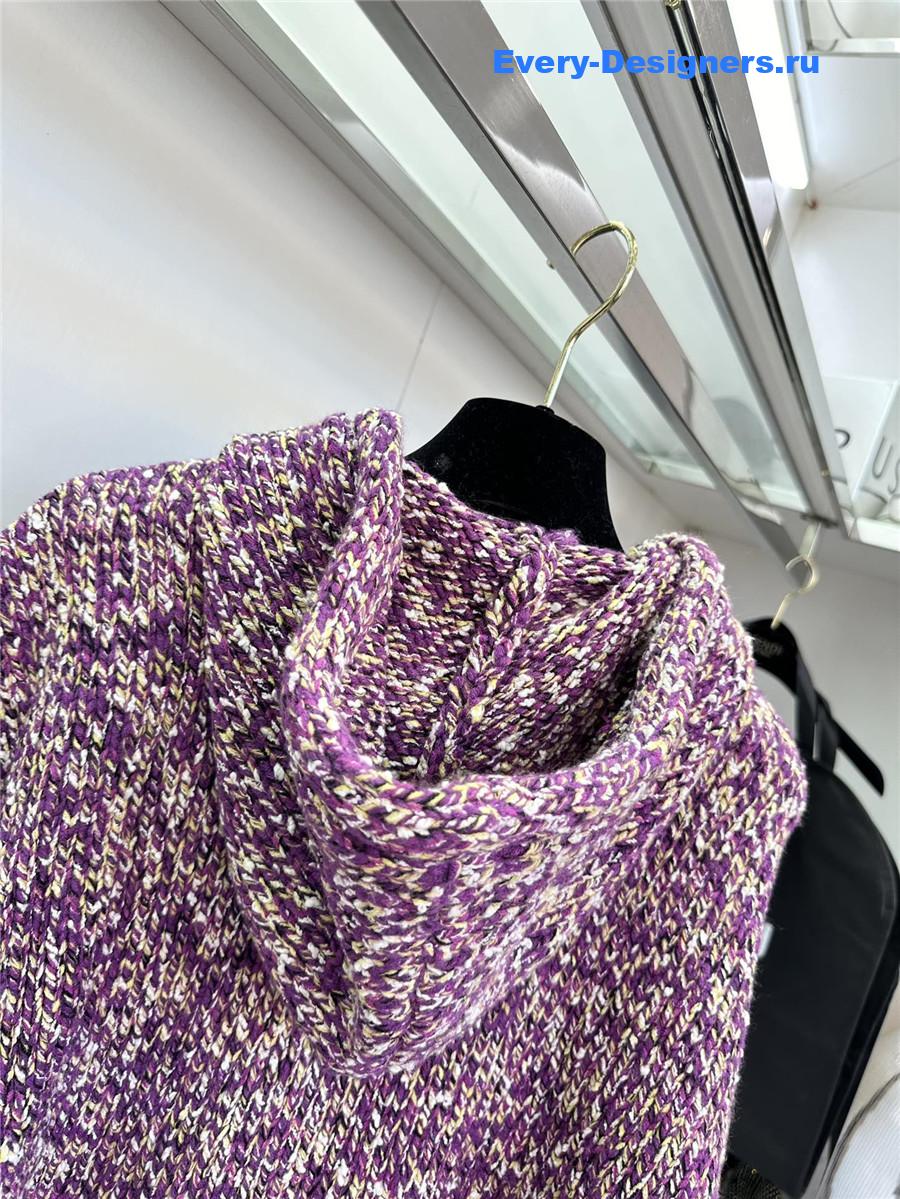 Miu Miu Purple Knitted Hooded Cardigan