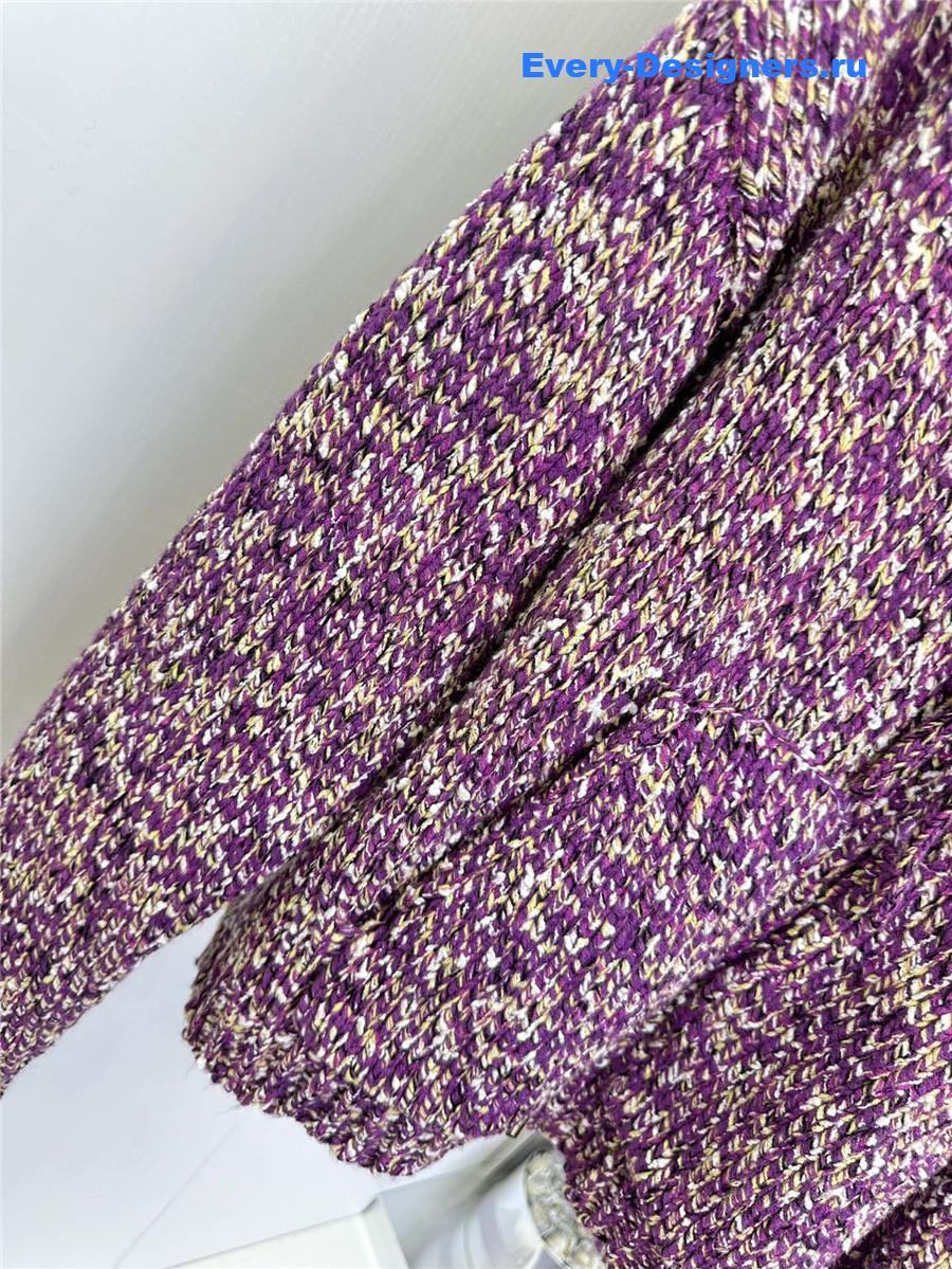 Miu Miu Purple Knitted Hooded Cardigan