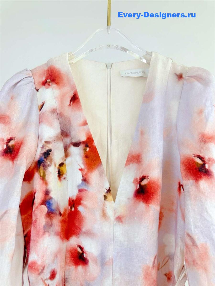 Zimm Crush Frill Sleeved Midi Dress