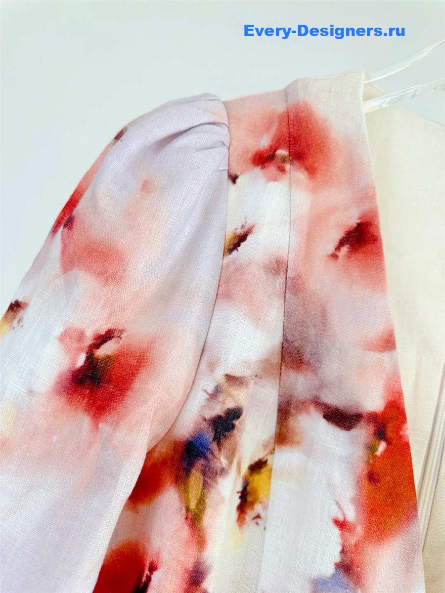 Zimm Crush Frill Sleeved Midi Dress