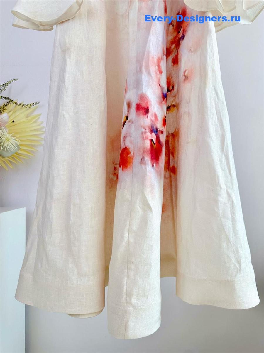 Zimm Crush Frill Sleeved Midi Dress