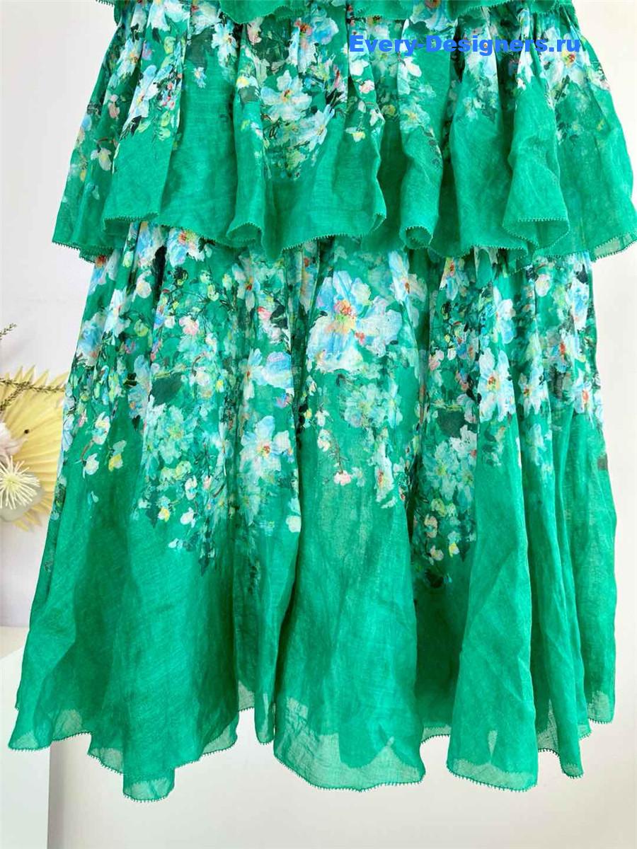 Zimm Everley Tiered Midi Skirt in Green