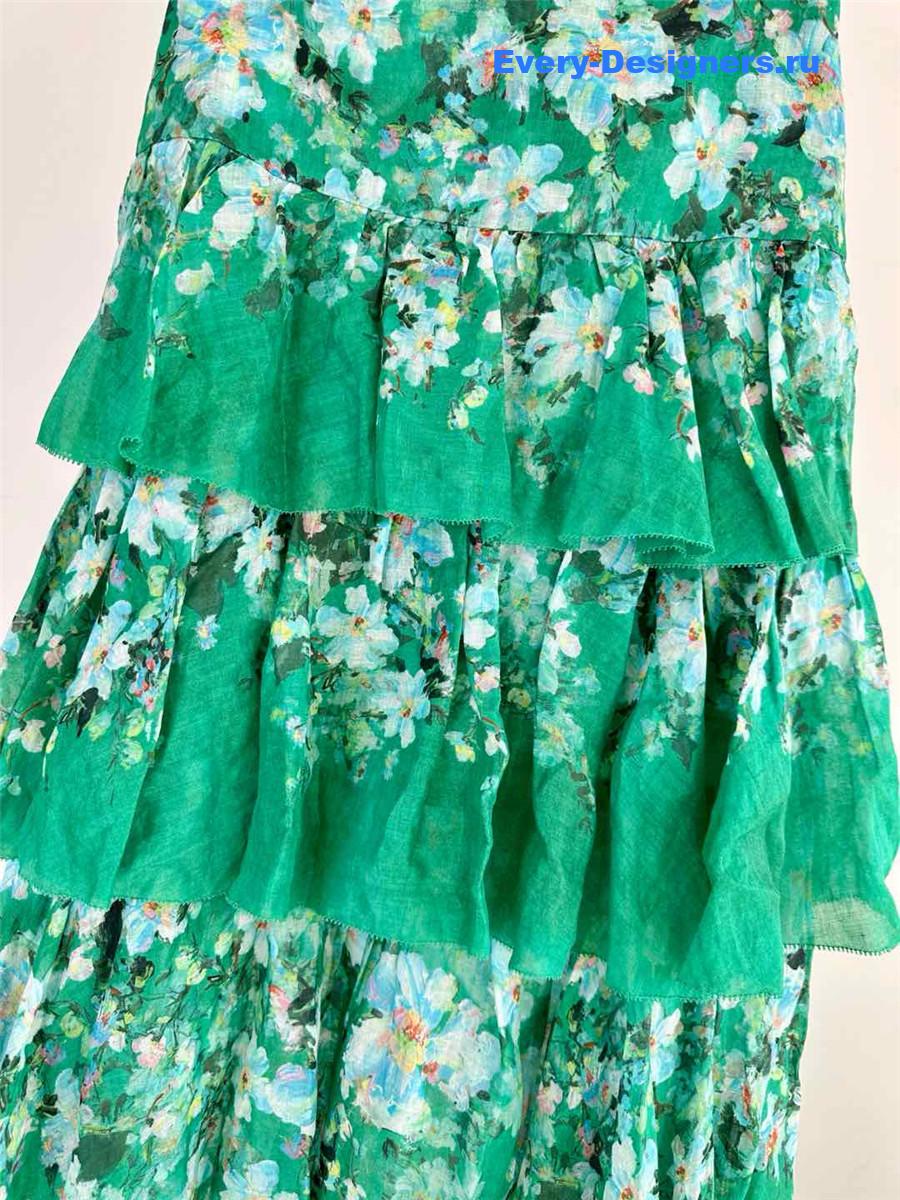 Zimm Everley Tiered Midi Skirt in Green