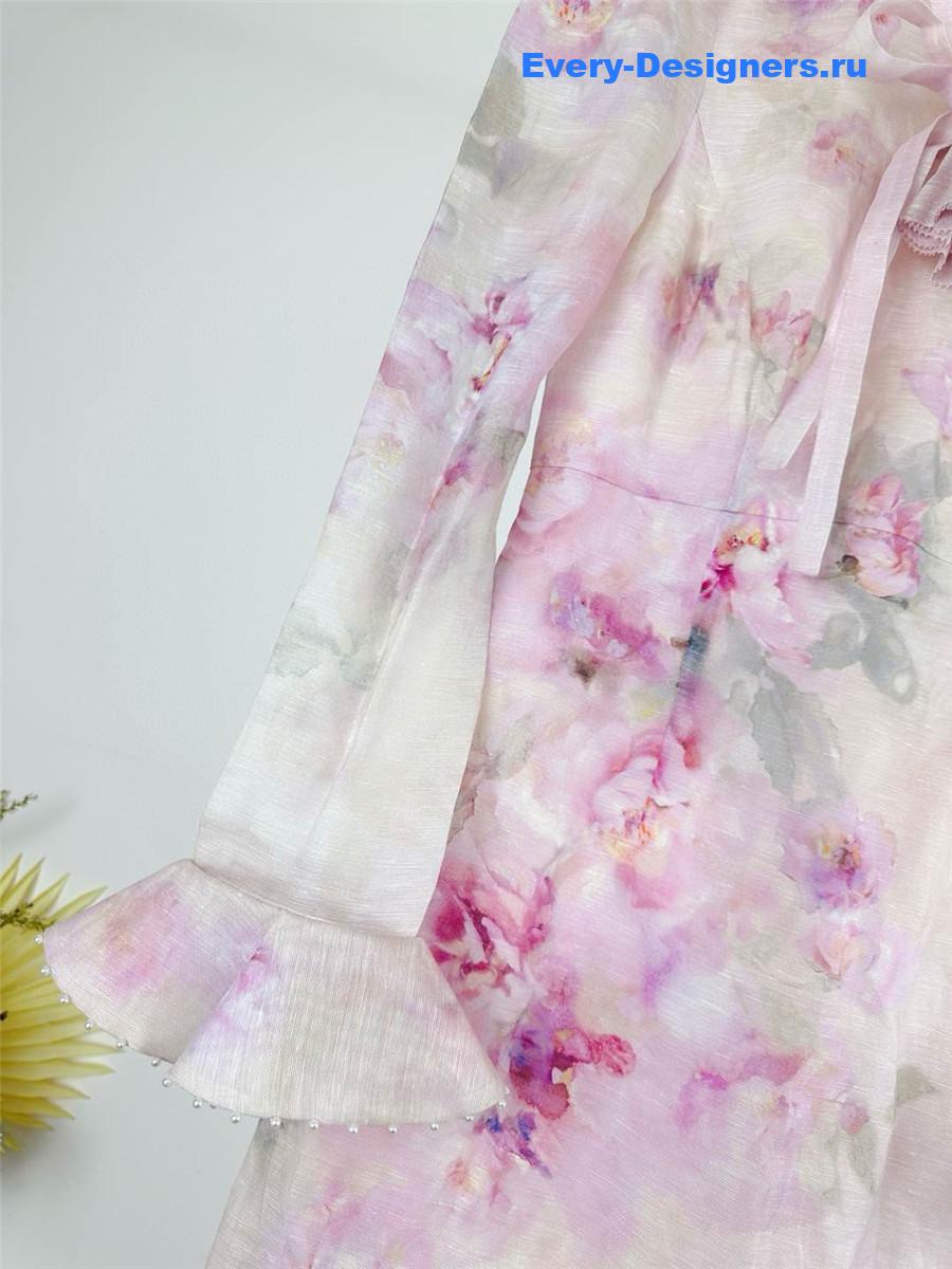 Zimm Crush Flower Midi Dress in Purple Floral