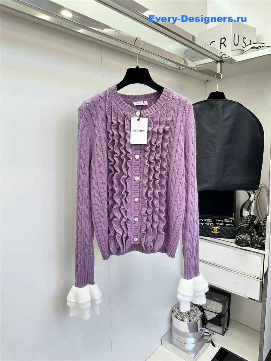 Va1e*ntin0 garavani ruffled wool cardigan