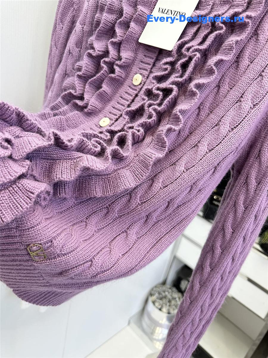 Va1e*ntin0 garavani ruffled wool cardigan