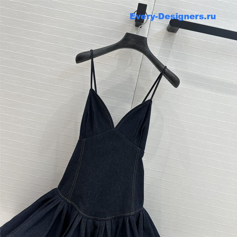 Zimm Crush Gathered Denim Mini Dress