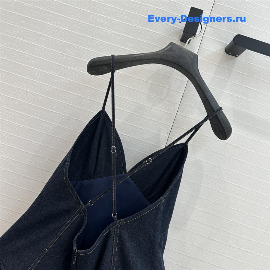 Zimm Crush Gathered Denim Mini Dress