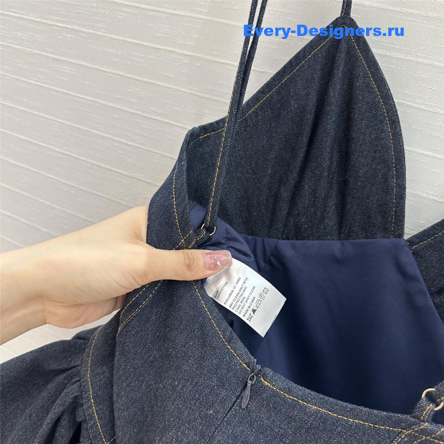 Zimm Crush Gathered Denim Mini Dress