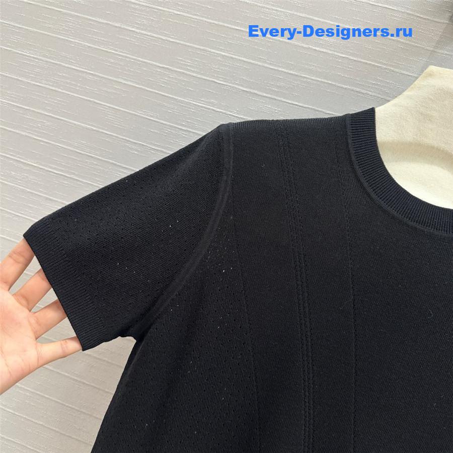 H**me5 hollow knit short-sleeved top