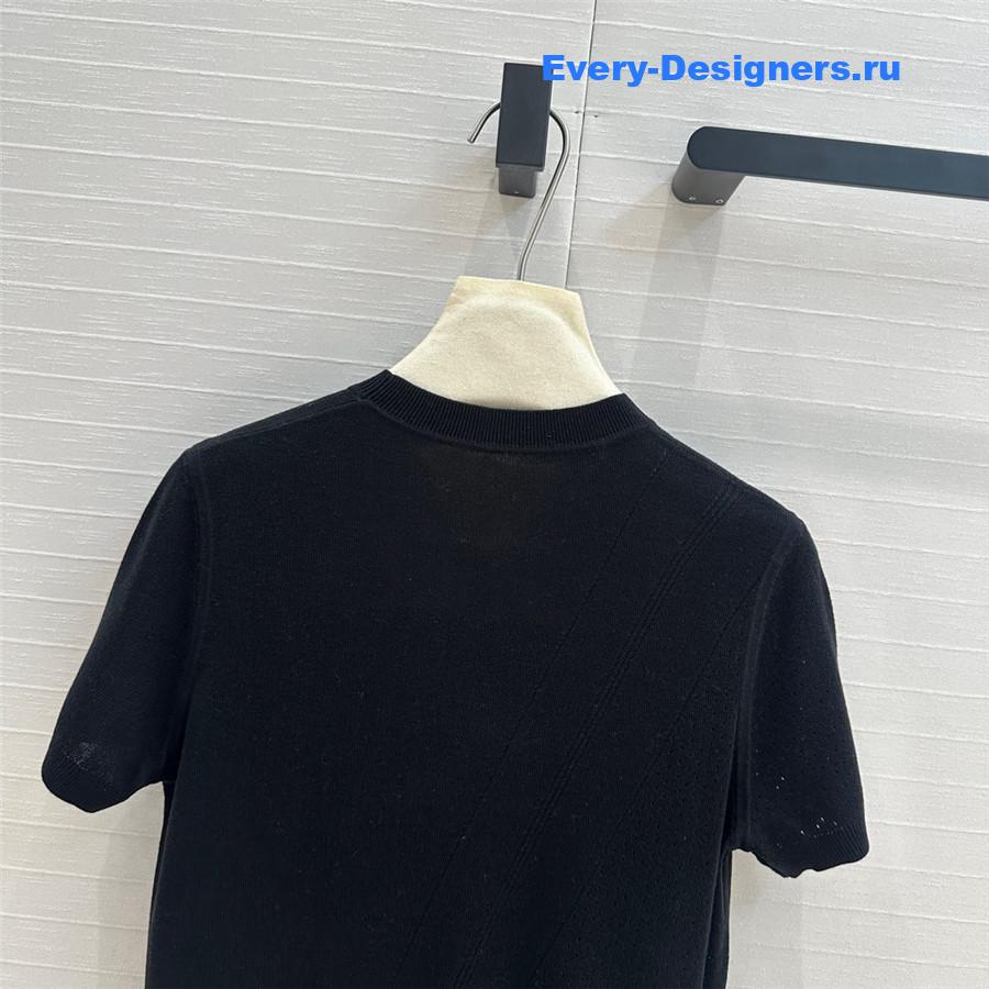 H**me5 hollow knit short-sleeved top