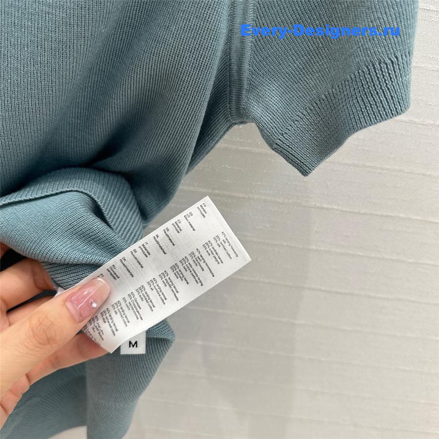 H**me5 hollow knit short-sleeved top in green