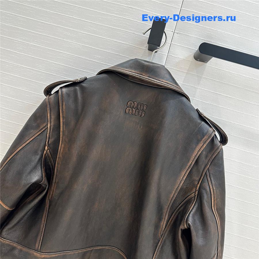 Miu Miu Nappa Leather Biker Jacket