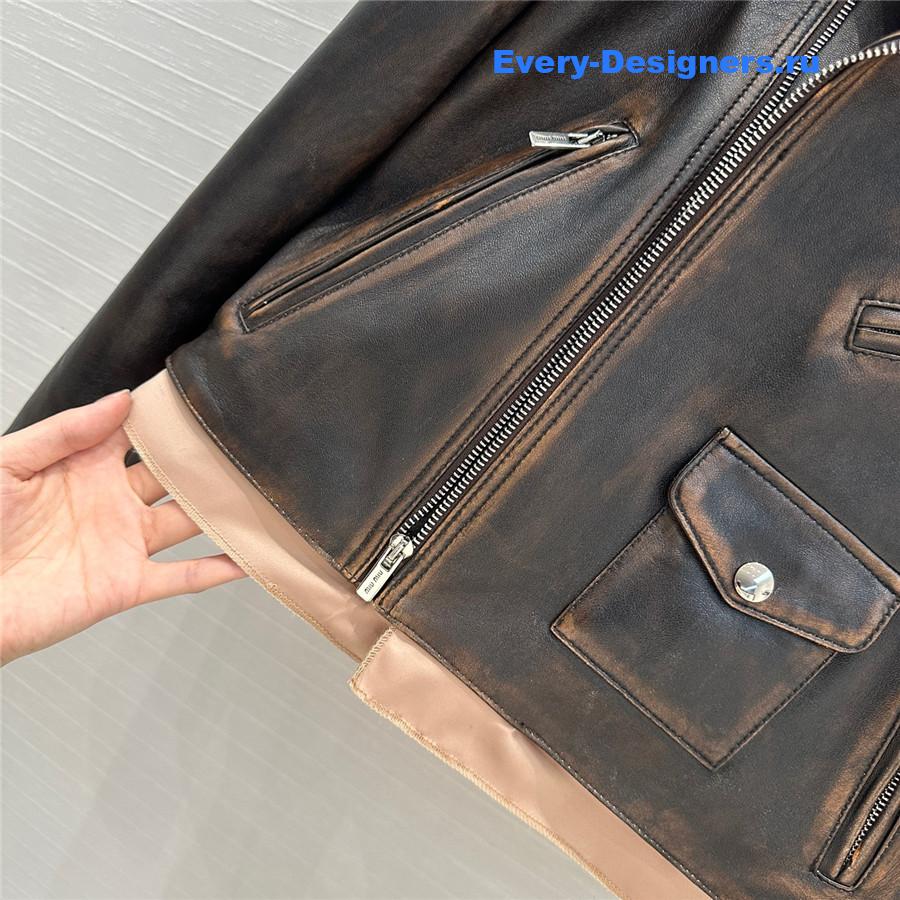 Miu Miu Nappa Leather Biker Jacket