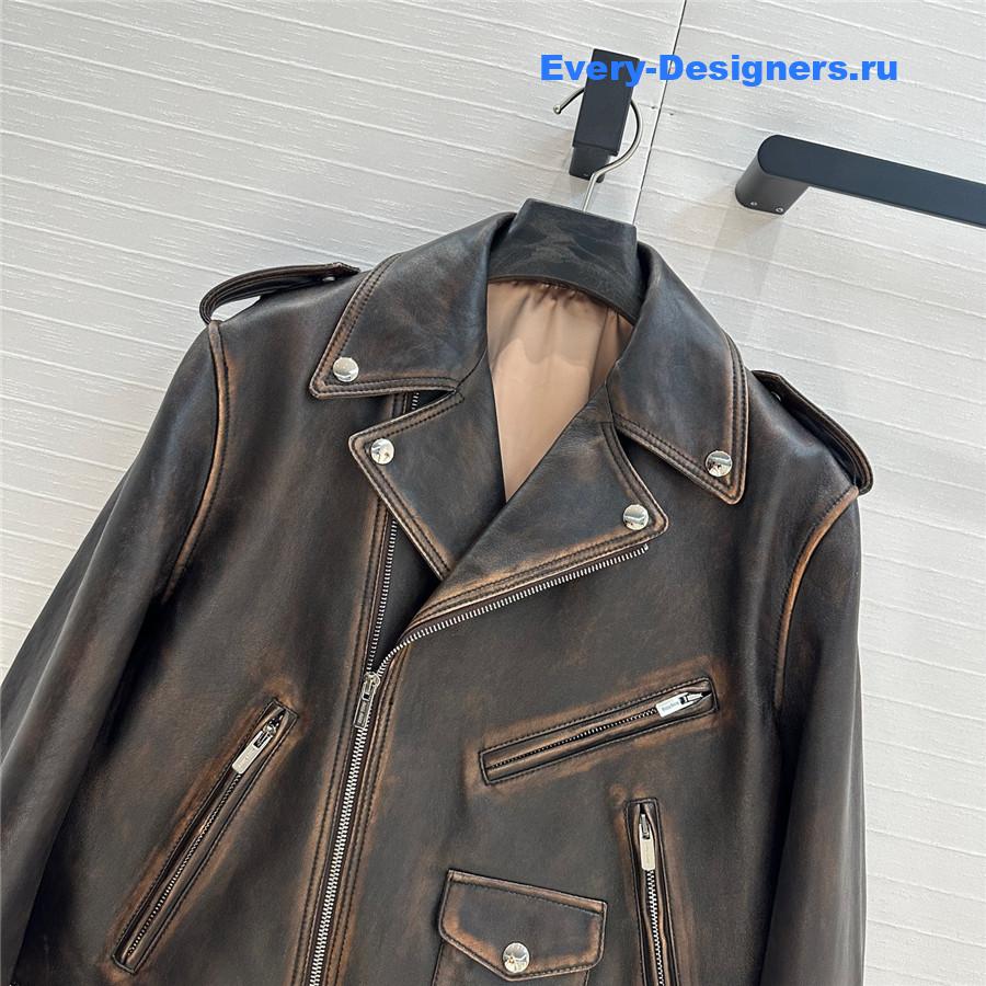 Miu Miu Nappa Leather Biker Jacket