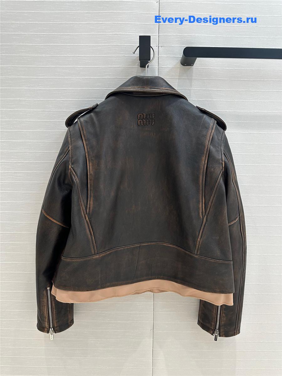 Miu Miu Nappa Leather Biker Jacket