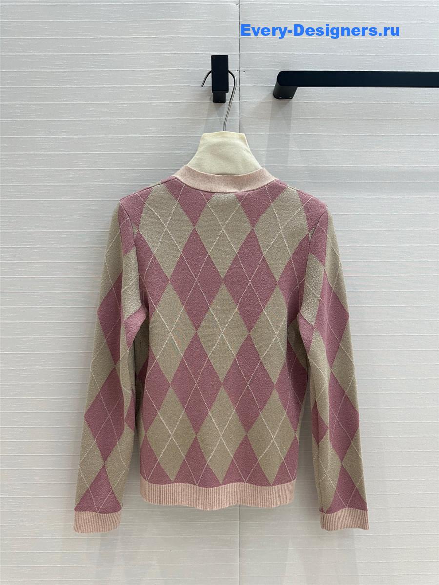 Gvc*1 pink gold thread wool cardigan
