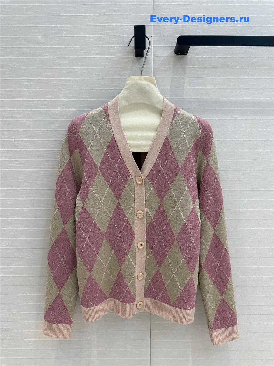 Gvc*1 pink gold thread wool cardigan