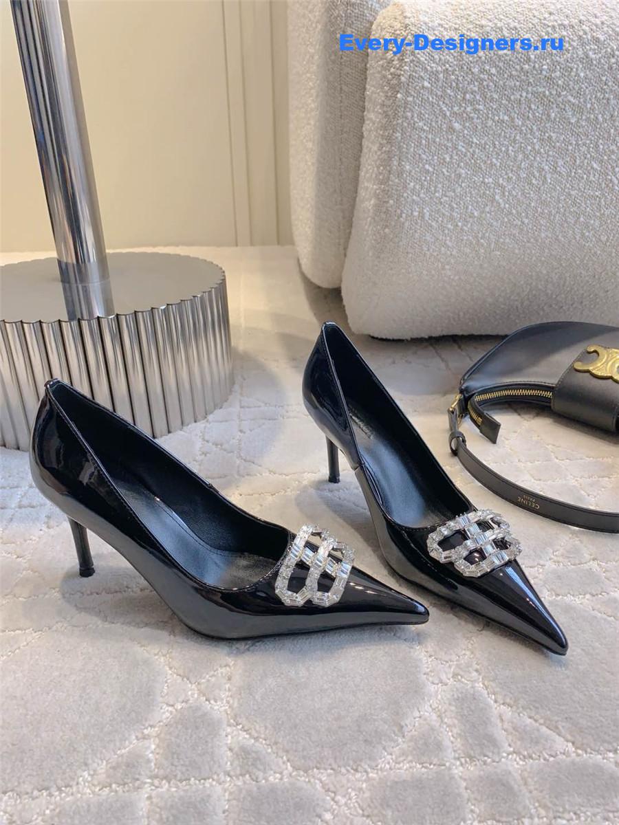 Ba1en*iaga black rhinestone pumps