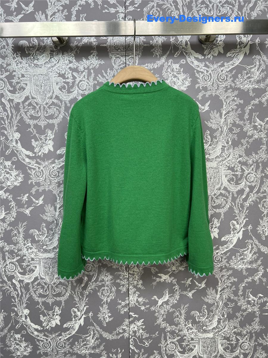 Ch**el lace patchwork knitted cardigan in green