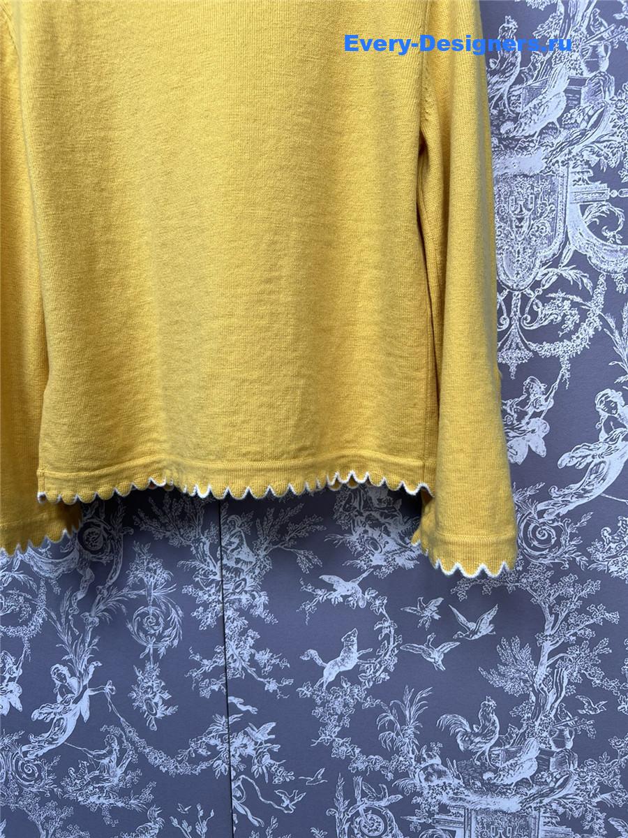 Ch**el lace patchwork knitted cardigan in yellow