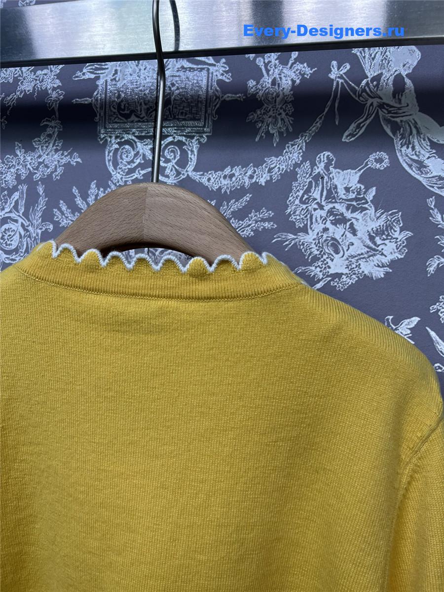 Ch**el lace patchwork knitted cardigan in yellow