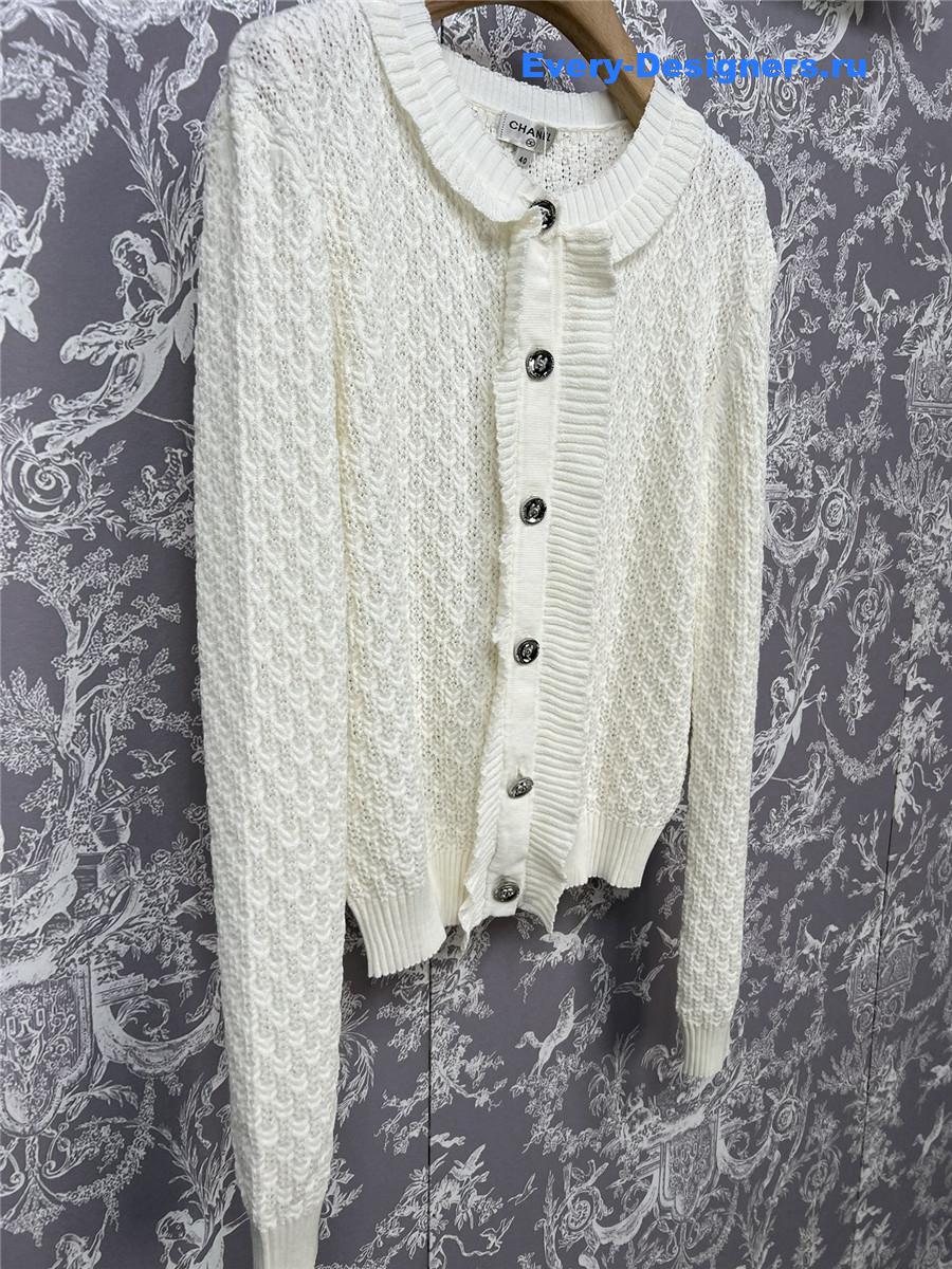Ch**el off-white lace knit cardigan