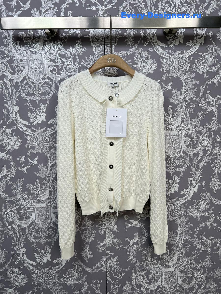 Ch**el off-white lace knit cardigan