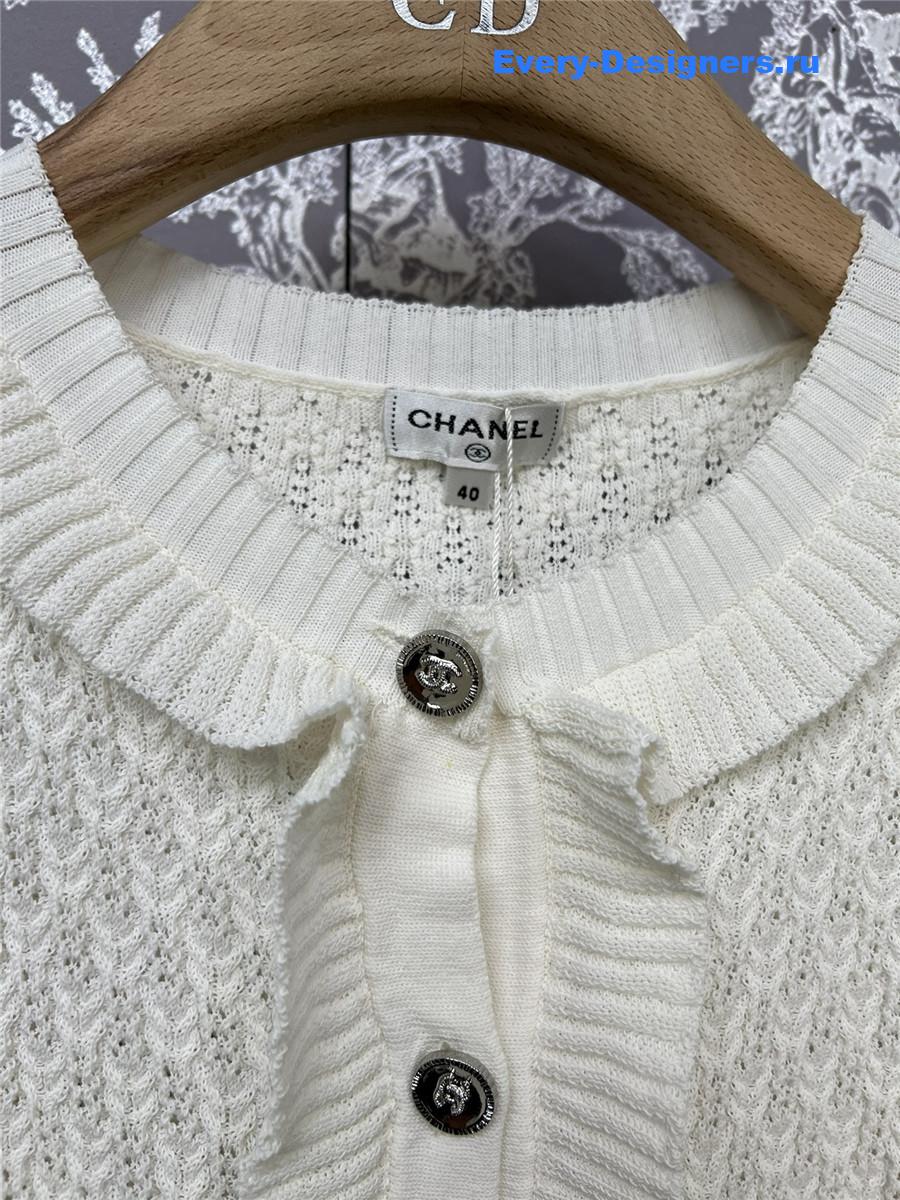 Ch**el off-white lace knit cardigan