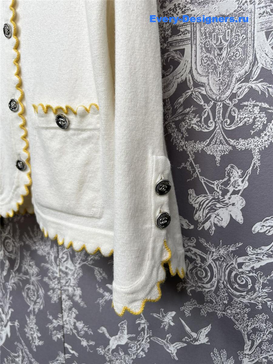 Ch**el lace patchwork knitted cardigan