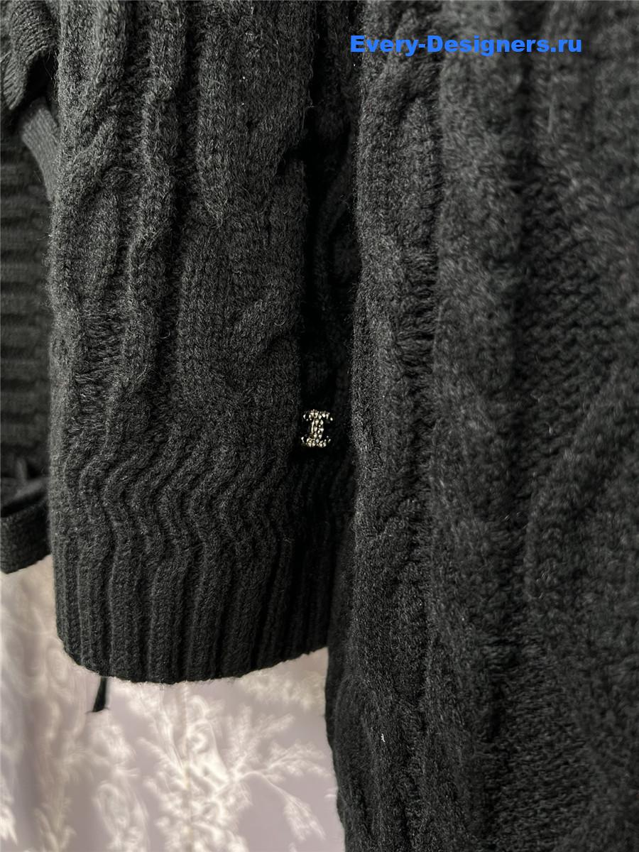 Ch**el patchwork knitted short cardigan in black