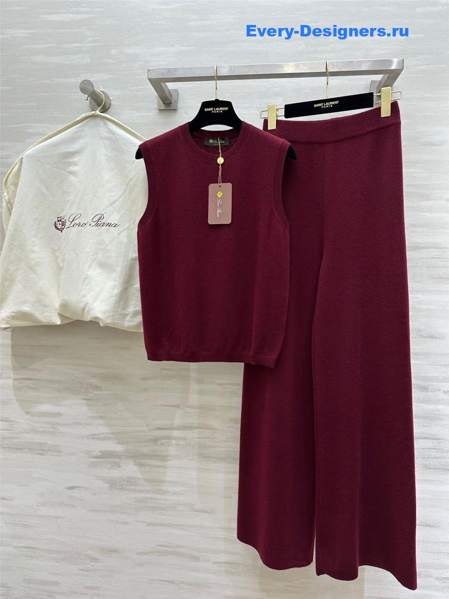 L0r0 P1ana wool wide-leg trousers burgundy
