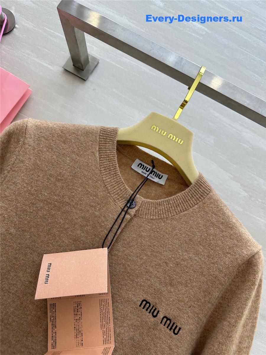 Miu Miu Women Brown Wool Cardigan