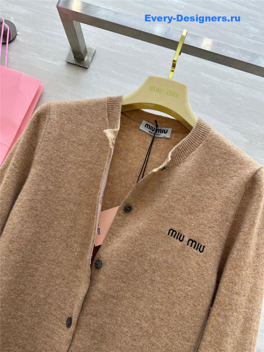 Miu Miu Women Brown Wool Cardigan