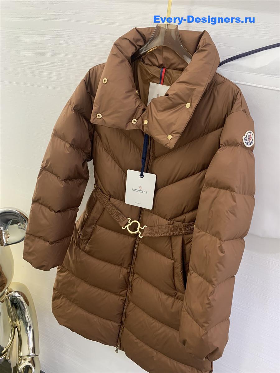 Moncler Women Brou Belted Down Coat in Beige
