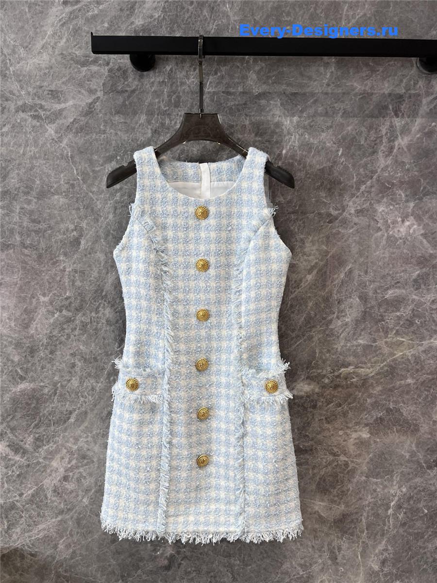 Balmain Sleeveless Tweed Dress