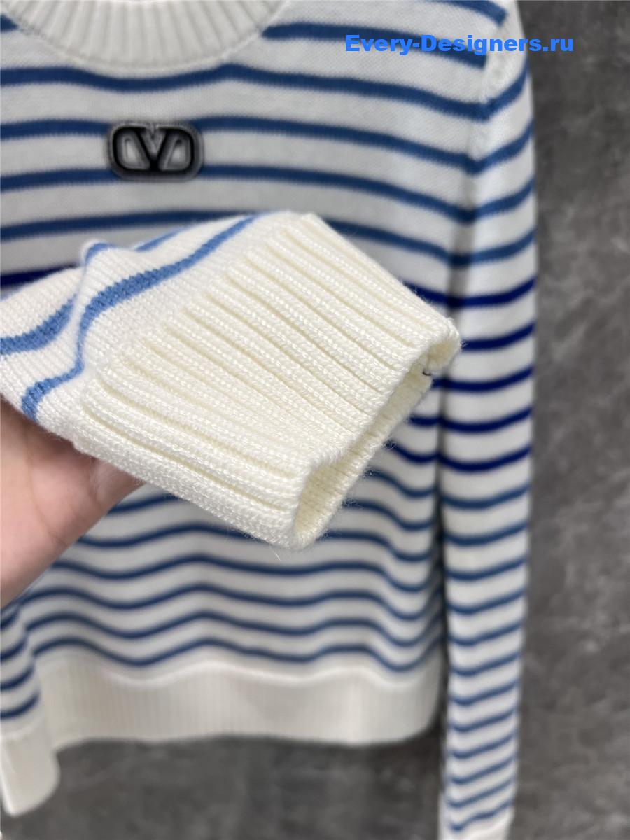 Va1e*ntin0 striped knitted long sleeve sweater