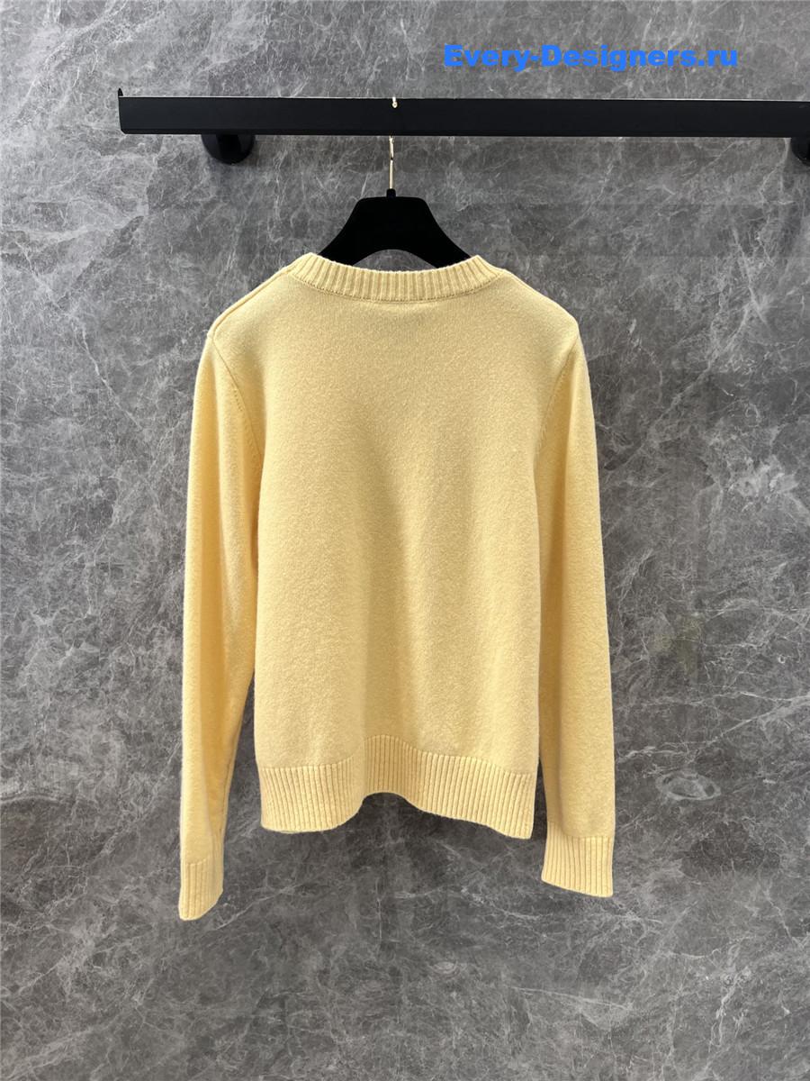 Ch**el wool knitted lettering crew neck sweater set yellow
