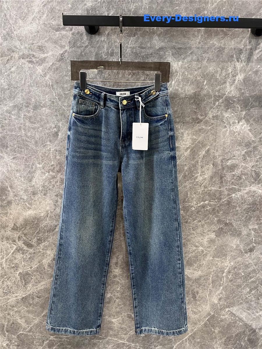 Ce1i*e logo embroidered straight jeans