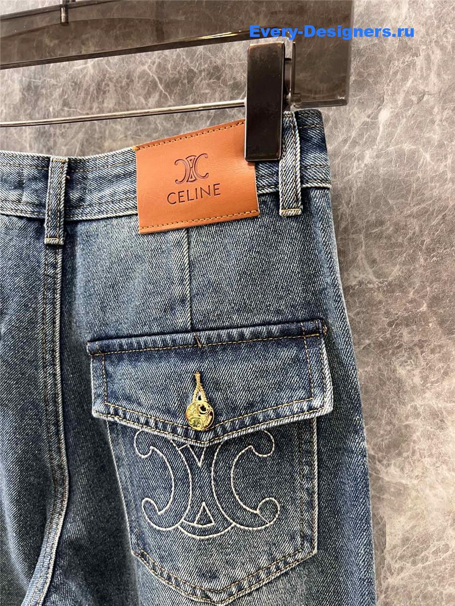 Ce1i*e logo embroidered straight jeans