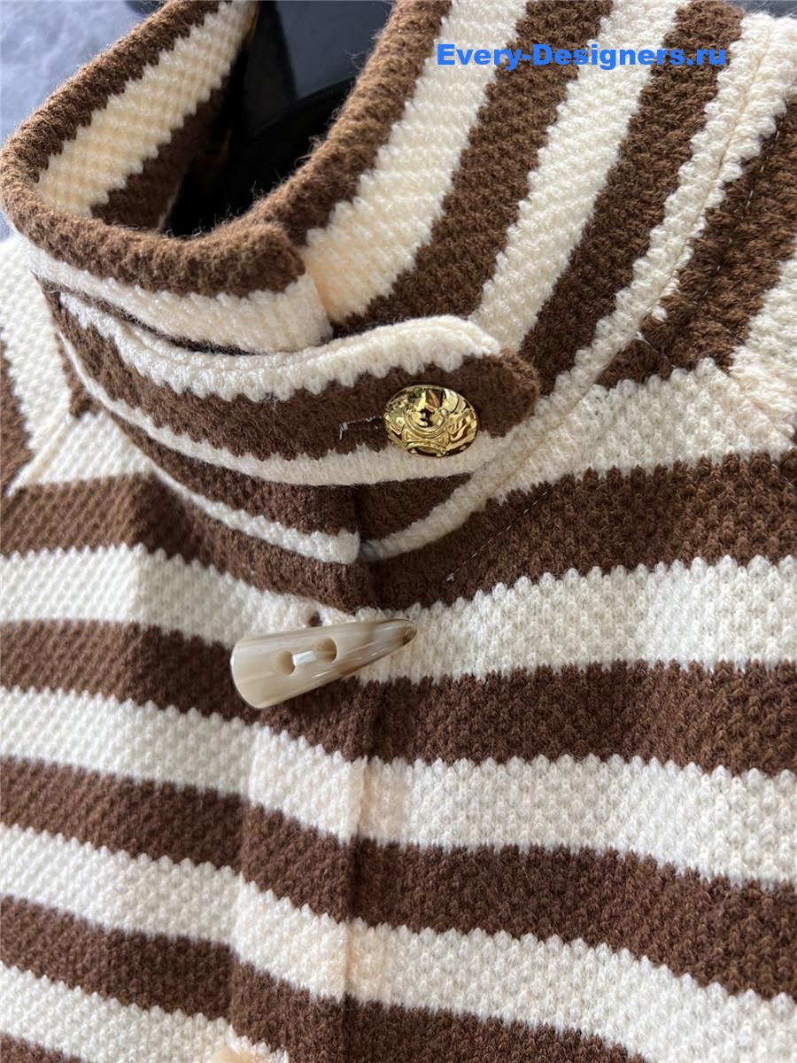 Ce1i*e striped stand collar wool coat