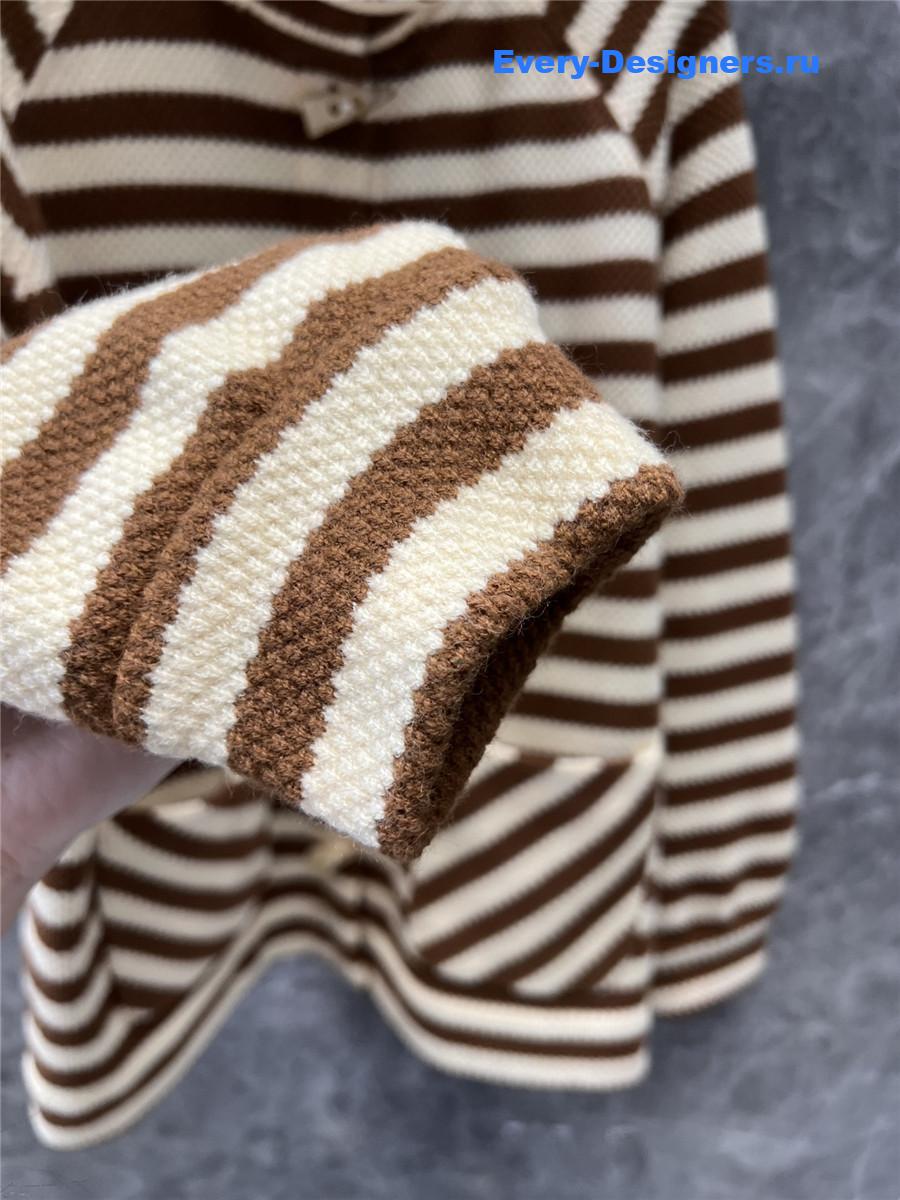 Ce1i*e striped stand collar wool coat