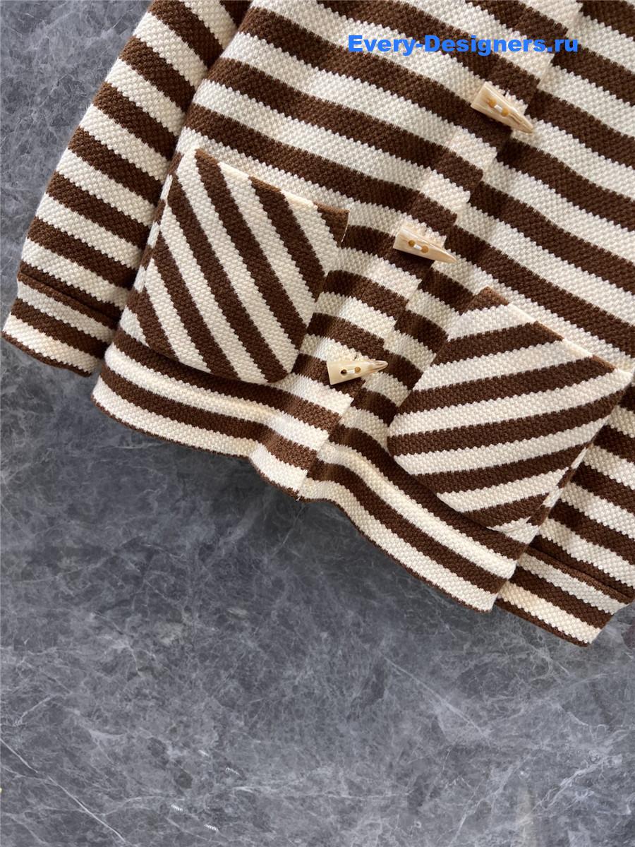 Ce1i*e striped stand collar wool coat