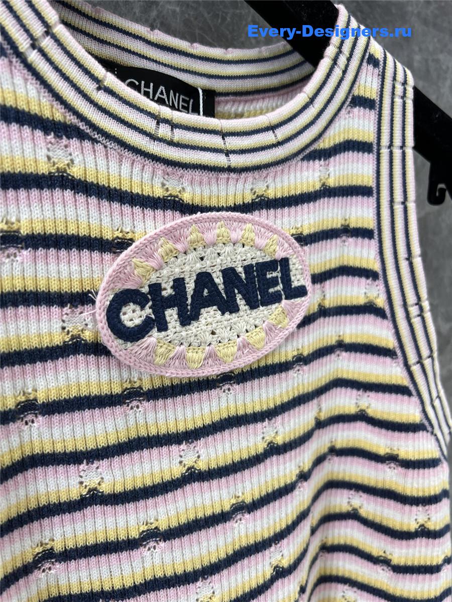 Ch**el logo striped knit vest