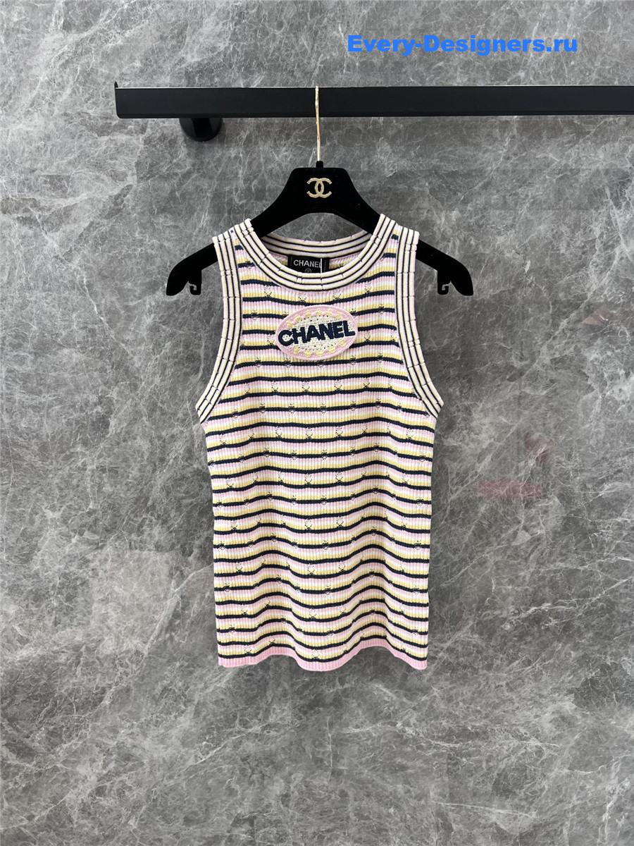 Ch**el logo striped knit vest