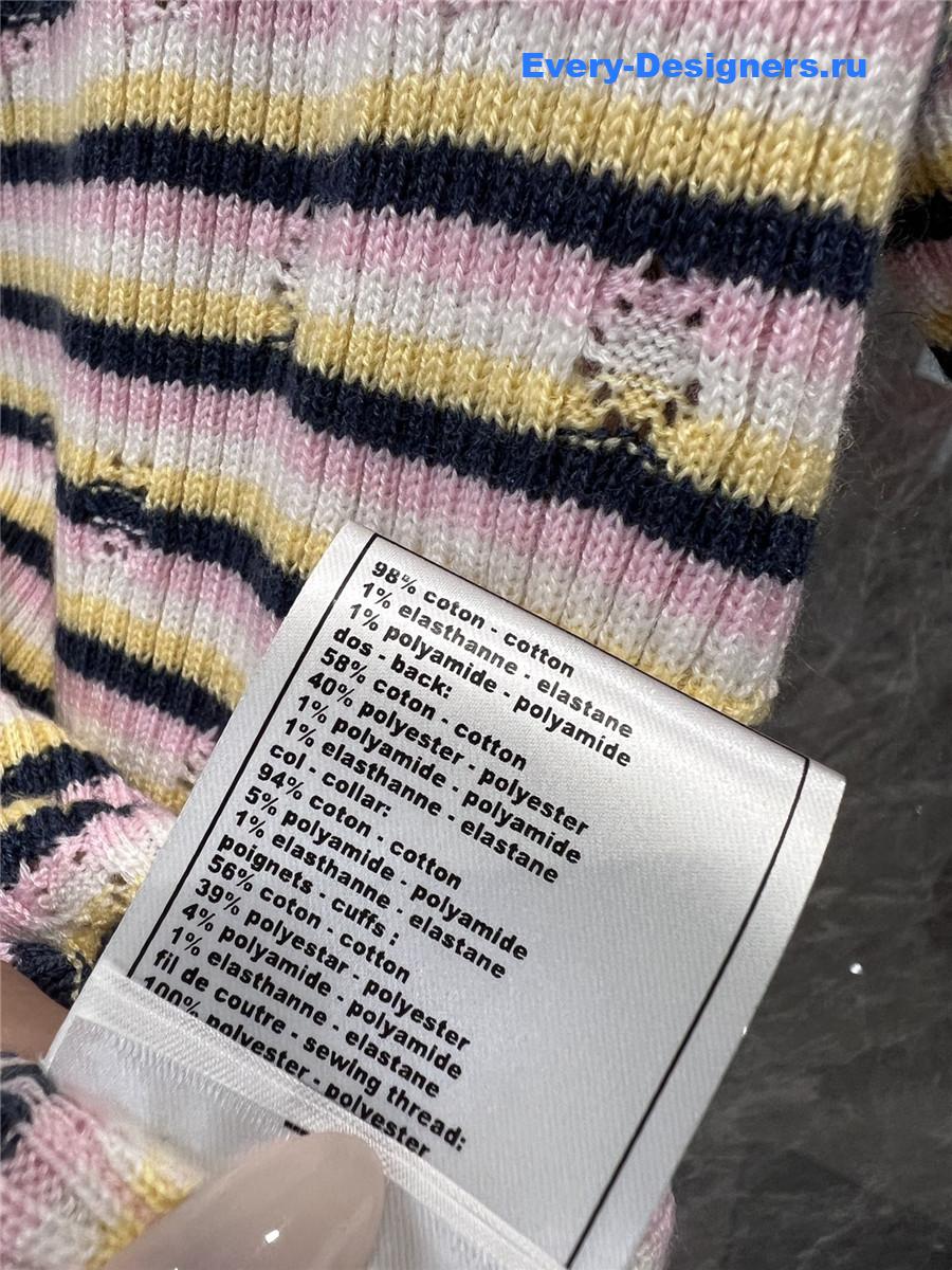 Ch**el logo striped crew neck knit top