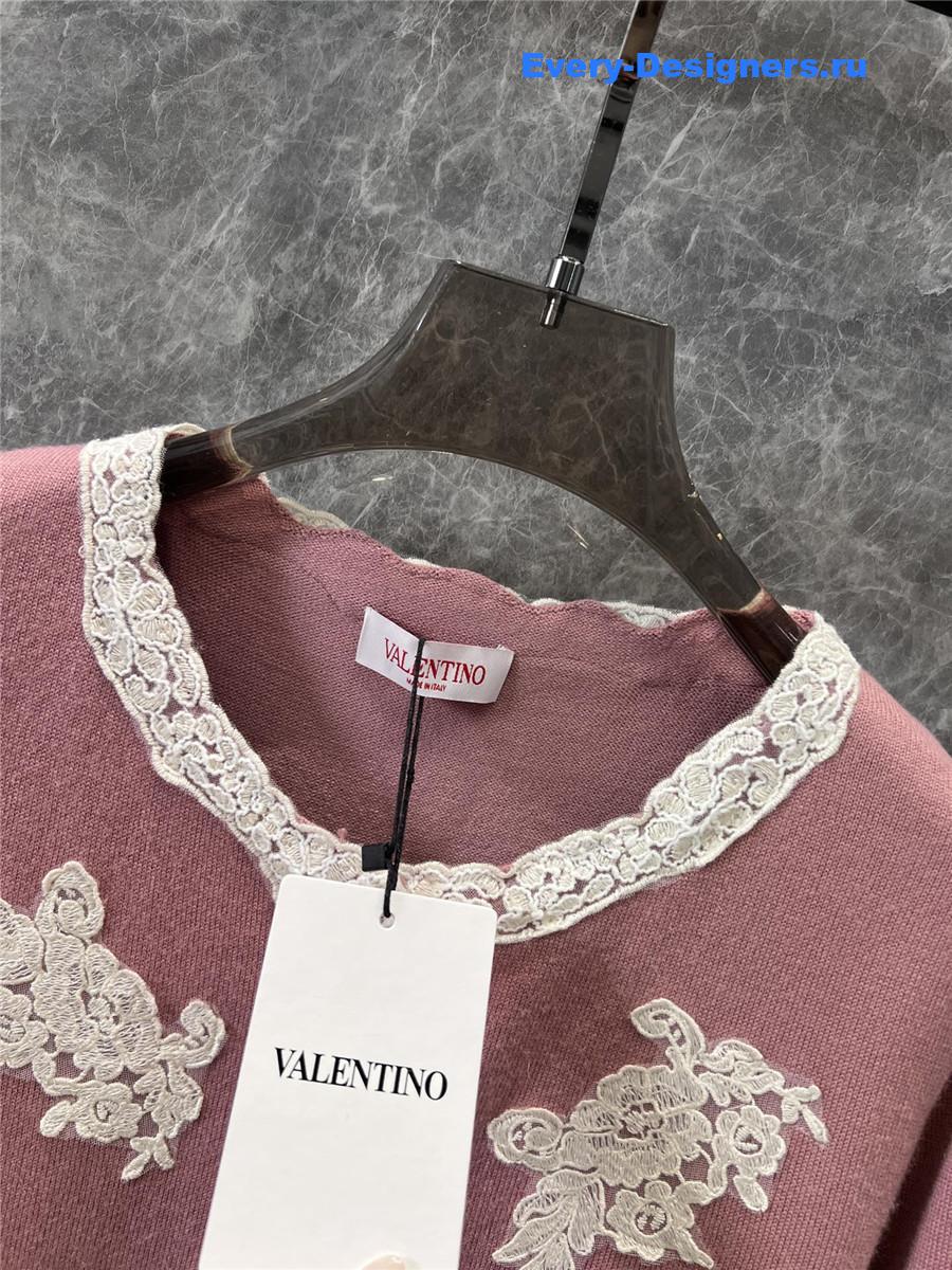 Va1e*ntin0 garavani lace-trim cardigan in pink