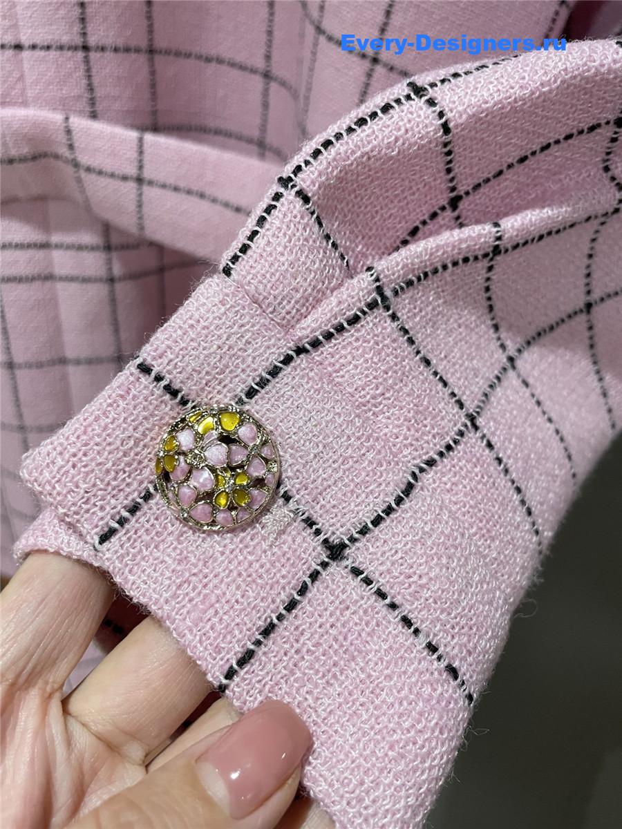 Ch**el pink check wool twill jacket