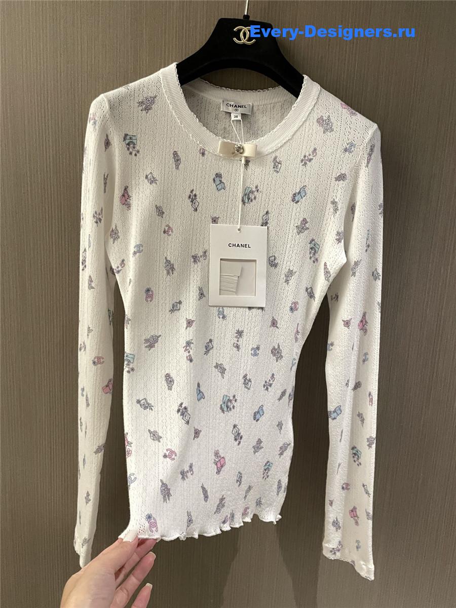 Ch**el butterfly print long sleeve top